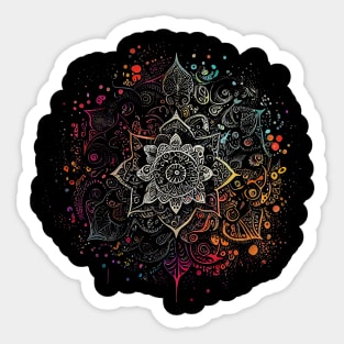 Colorful airbrush ink boho mandala Sticker